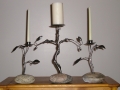 talk candlestick trio with leaf design