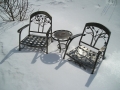 Outdoor patio chairs and table