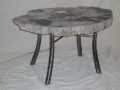 Custom table base for petrified wood slab